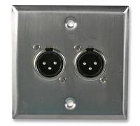 Ex-Pro Stainless Steel AV Multimedia Wallplate Face Plate with 2 x 3 Pin Male XLR Plug Socket - 3 Pack