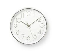 Ex-Pro Stylish Simple Easy To Read Numbers Circular Wall Clock with Quartz Movement Silver & White - 30 cm Diameter