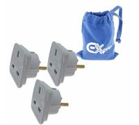 Ex-Pro Travel Adapter To Euro 2 Pin White - 3 Pack + Bag