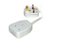Ex-Pro White 1 Gang Extension With Lead Fitted With UK 13A Plug - 2m