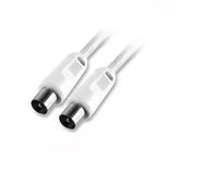 Ex-Pro White Coax TV RF Ariel connection Cable Lead - P-P/Plug to Plug/Male to Male - 2m