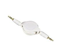 Ex-Pro® White Retractable Cable, 3.5mm Jack to 3.5mm Jack [Gold plated]