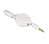Ex-Pro® White Retractable Extension Cable, 3.5mm Jack to 3.5mm Socket [Gold plated]
