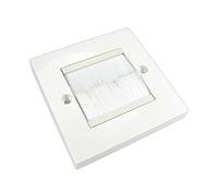 Ex-Pro® White Single Gang Brushplate with White Brushes/Brush Strip Wallplate/Wall Plate/Faceplate Cable Tidy or Wall Mounted Plasma TV etc