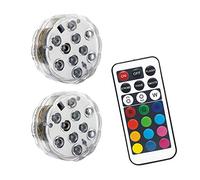 Ex-Pro Wireless LED Colour Changing Lights with 10 Bright RGB LEDs & Remote Control, Battery Powered, for Table Top, Under Cabinets, Cupboard, Kitchen, Wardrobe - 2 Pack