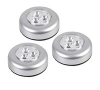 Ex-Pro Wireless LED Push Lights with 3 Cool White LEDs, Battery Powered, Stick On Night Light, for Wardrobe, Closet, Under Cabinet, Kitchen, Stairs - 3 Pack