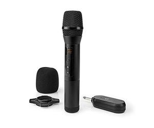 Ex-Pro Wireless Microphone, UHF Cordless Handheld Mic System, 50m Range, with Portable Receiver, Volume Control and 6.35mm 1/4” Plug, for Amplifier, PA, Karaoke