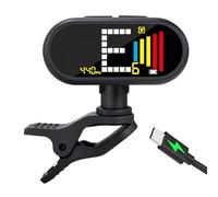 EX Professional Rechargeable Chromatic Clip-On Guitar Tuner - Fast, Ultra-Accurate Clip-On Tuner with Color LCD for Acoustic Guitar, Bass Guitar, Ukulele & Violin, Matte Black