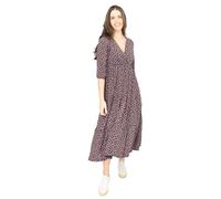 Ex-Seasalt Womens Tiered Dress Sky Branch 3/4 Sleeve Cross Wrap Fit & Flare Long Maxi Dresses (UK, Numeric, 10, Regular, Regular, Navy)
