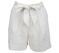 Ex-Store Ladies Herringbone Weave Linen Shorts with Tie Waist White 8