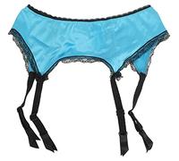 Ex-Store Ladies Satin & Contrast Lace Suspender Belt Blue & Black 8