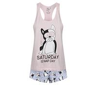 Ex UK Store Ladies Short Pyjamas PJ Set Sizes 4 to 24 Vest Top Shorts Saturday Nap Day (S)