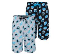 Ex UK Store Mens 2 Pack Pyjama Shorts Cookie Monster Lounge Sleep Shorts M to 2XL Multipack (2PK C.Mon M)