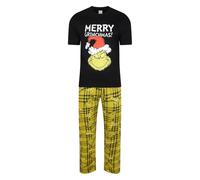 Ex UK Store Mens The Grinch Christmas Pyjamas PJ Set Night Wear Xmas M-XXL Black/Check New (Blk/Yell - L)