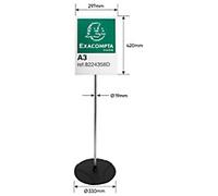 ExaClair Floor Sign Holder A3 Portrait Acrylic, Aluminium Black, Silver Pack of 5