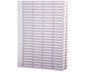 Exacompta 1 to 100 Numerical Dividers A4 White 100 Part Cardboard 11 Holes MWD1-100Z