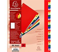 Exacompta 1 to 31 Numerical Dividers A4+ Assorted 31 Part PP (Polypropylene) 11 Holes 88E