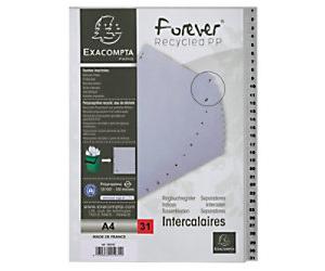 Exacompta 1 to 31 Numerical Dividers A4 Grey 31 Part PP (Polypropylene) 11 Holes 1931E