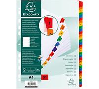 Exacompta 1 to 31 Numerical Dividers A4 White, assorted 31 Part Cardboard 11 Holes 1131E