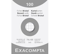 Exacompta 10 Packs of 100 White Squared 5x5 Unpunched 74x105mm Squared Index Cards for Inkjet Printers, Laser Printers and Copiers (13200B)