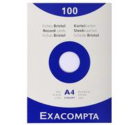 Exacompta 10 Cases 100 Index Cards Plain White 210 x 297 mm
