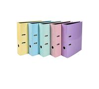 Exacompta Lever Arch Files Aquarel Collection – A4, 80mm Spine & Rings, Assorted Pastel, Pack of 10