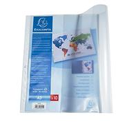 Exacompta - Ref 6205E - PP Document Punched Pockets - Suitable for A3 Folded Documents, 0.1mm Polypropylene, Top Opening for Documents, Pre-Punched Left Tab - Clear (Pack of 10)