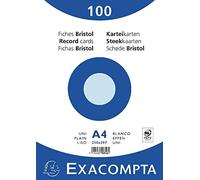 Exacompta 100 Index Cards Plain Unpunched in Film 210x297 mm Azure