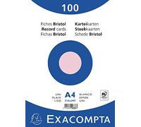 Exacompta 100 Index Cards Plain Unpunched in Film 210x297 mm Pink