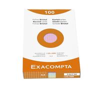 Exacompta 12 Packs of 100 Squared Record Cards 5x5 Unpunched 125x200mm for Inkjet, Laser and Copier Printers - 13273E