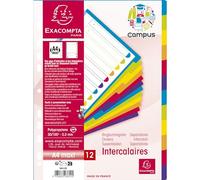 Exacompta 15 dividers PP rigid semi-opaque 12 blank tabs Campus