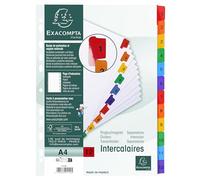 Exacompta 20 dividers white card 12 numbered tabs coloured