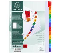 Exacompta 20 dividers white card 12 numbered tabs coloured