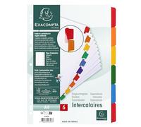 Exacompta 20 dividers white card 6 blank tabs coloured A4