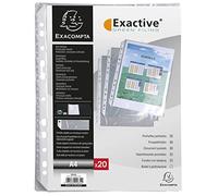 Exacompta - Ref 5834E - Exactive - PP Punched Pockets - Suitable for A4 Documents, Portrait Orientation, 0.55mm Polypropylene, Pre-Punched Left Tabs - Bag of 20