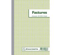 Exacompta 21 x 14.8 cm Vertical Duplicate Carbonless Copy French Printed Commercial Invoice Form with Vat