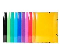 Exacompta - Ref 59829E - Iderama Collection - Elasticated 3-Flap Folder - Suitable for A3 Documents, 590gsm Glossy Coated Pressboard, FSC-Certified - Assorted Colours (Pack of 10)