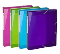 Exacompta 4 Assorted PP Filing Boxes Iderama A4 Spine 4cm Organise Archive