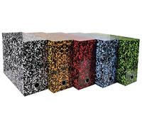 Exacompta - Ref 89820E - Annonay File Transfer Box - 250 x 330mm in Size, Suitable for Storing A4 Documents, Metal Reinforced 120mm Spine, Marbled Effect - Assorted Colours (Pack of 5)