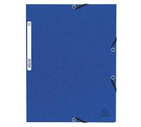Exacompta 55300E Premium Corner Folder Made of Extra Strong Colorspan Cardboard DIN A4 with 2 Elastic Bands Blue Document Folder Ideal for Office and School