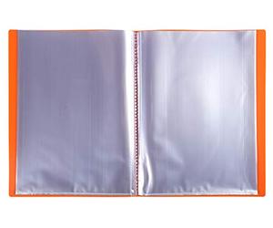 Exacompta 88824E Pack of 8 Opaque Plastic Display Folders for DIN A4 with 80 Crystal Sleeves Perfect for School and Office Document Wallet 1 Piece Orange