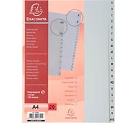 Exacompta A - Z Dividers A4 Grey 20 Part Polypropylene 1720E Pack of 10