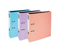 Exacompta A4 Lever Arch File, 75mm, Office Binder, Assorted, Pack of 3 in Pastel Blue, Pastel Pink and Purple, Stationery Folders for Paperwork and Document Organisation- 227/0009Z