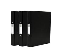Exacompta A4 Ring Binder, 30mm Spine, 2 Ring, Document Folder, Assorted, Pack of 3 in Black, Stationery Folders for Filing Paperwork and Document Organisation - 226/0019Z