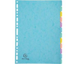 Exacompta Aquarel Blank Dividers A4+ Multicolour 12 Part Mottled Pressboard 17 Holes 7712E Pack of 15