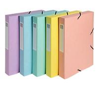 Exacompta Aquarel Filing Box 14460E A4 Mottled Pressboard Rubber Band 25 (W) x 4 (D) x 33 (H) cm Assorted Colours 40 mm Pack of 10