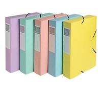 Exacompta Aquarel Filing Box 16460E A4 Mottled Pressboard Rubber Band 24.5 (W) x 0.3 (D) x 32.5 (H) cm Assorted Colours 60 mm Pack of 10