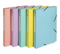 Exacompta Aquarel Filing Box 18560E A4 Mottled Pressboard Rubber Band 25 (W) x 2.5 (D) x 33 (H) cm Assorted Colours 25 mm Pack of 10