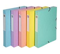 Exacompta Aquarel Filing Box 59550E A4 Mottled Pressboard Rubber Band 25 (W) x 2.5 (D) x 33 (H) cm Assorted Colours 25 mm Pack of 8