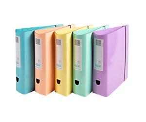 Exacompta Aquarel Prem Touch Wide Lever Arch File A4 80 mm Assorted 2 Rings 53760E Cardboard Portrait Pack of 6